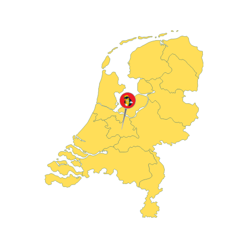 Kaart van Nederland met een pin op de provincie Utrecht. Frietkar Utrecht